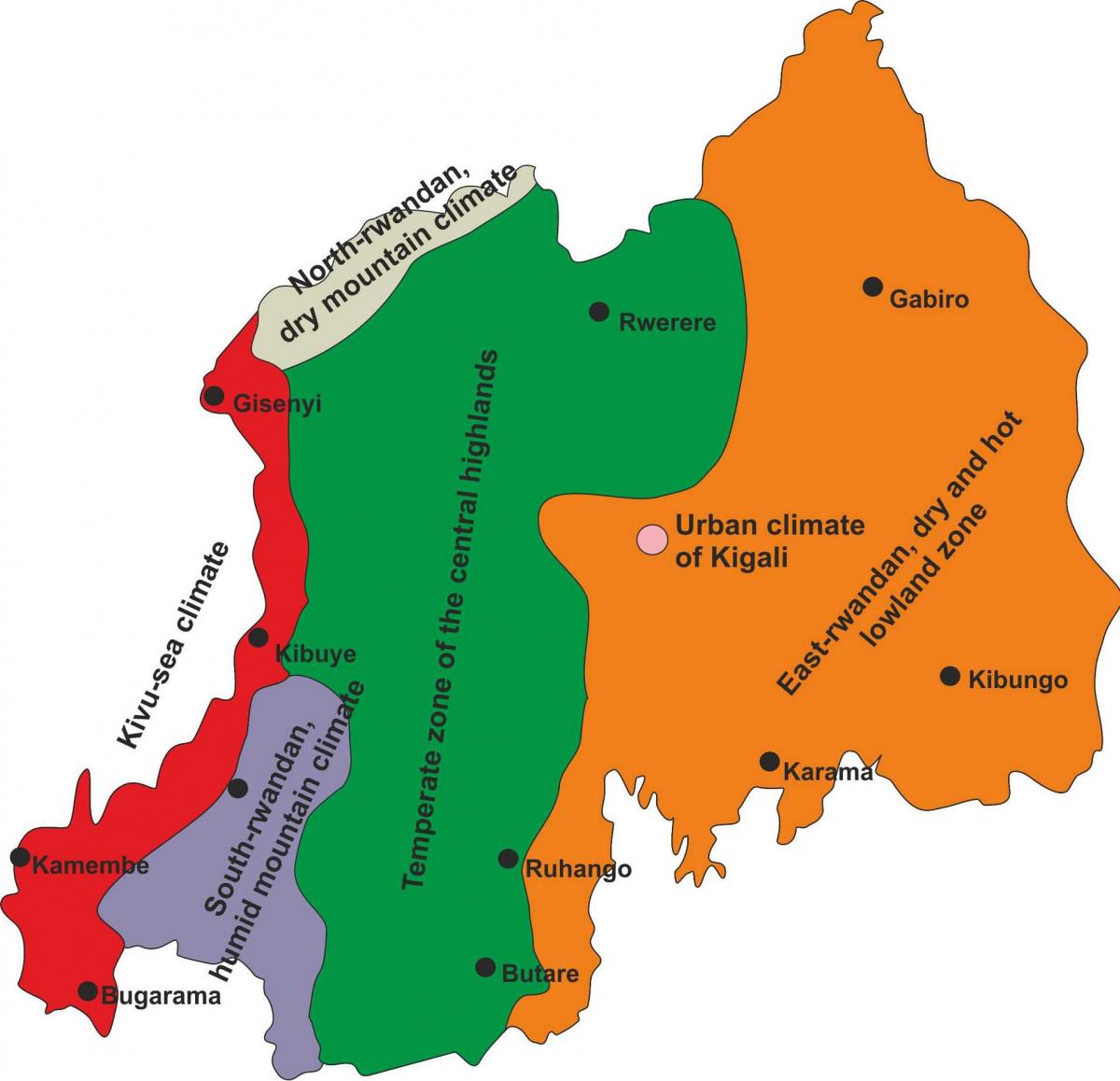 mapa Rwandy klimatu