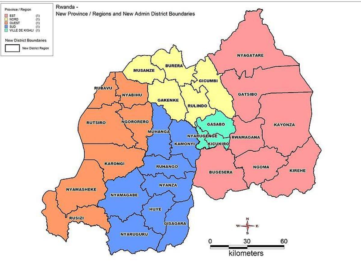 mapa Rwandy mapie prowincji