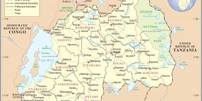 Mapa mapa Rwandy w sąsiednich krajach