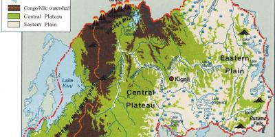 Geograficzna mapa Rwandy